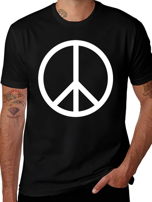 Camiseta Negra con Símbolo de Paz Blanco
