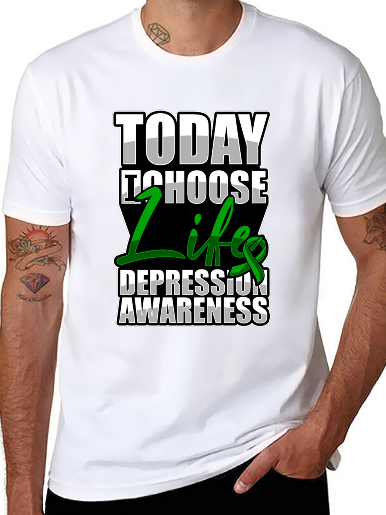 Camiseta Negra: Elige la Vida Conciencia sobre la Depresión