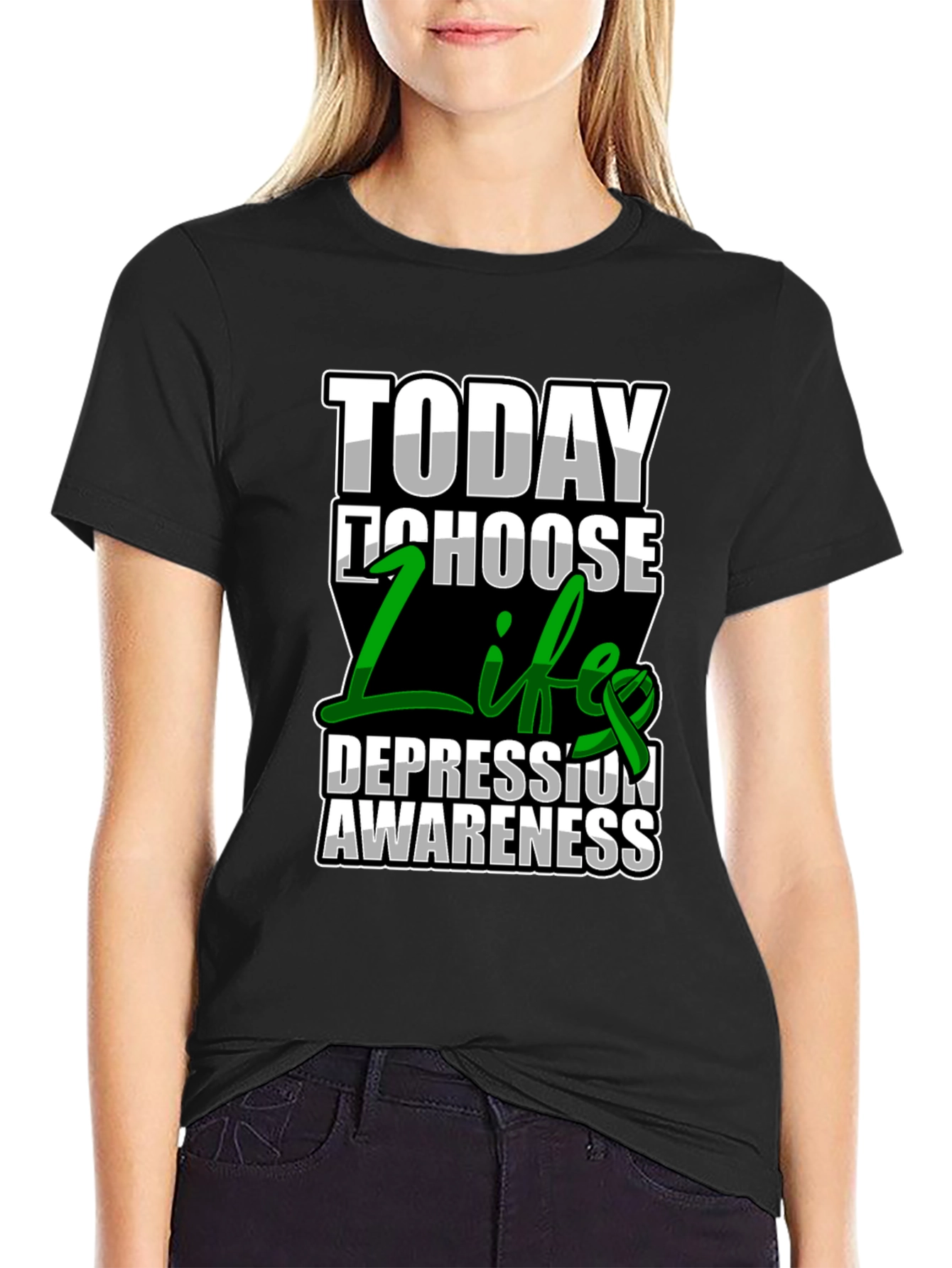 Camiseta Negra: Elige la Vida Conciencia sobre la Depresión