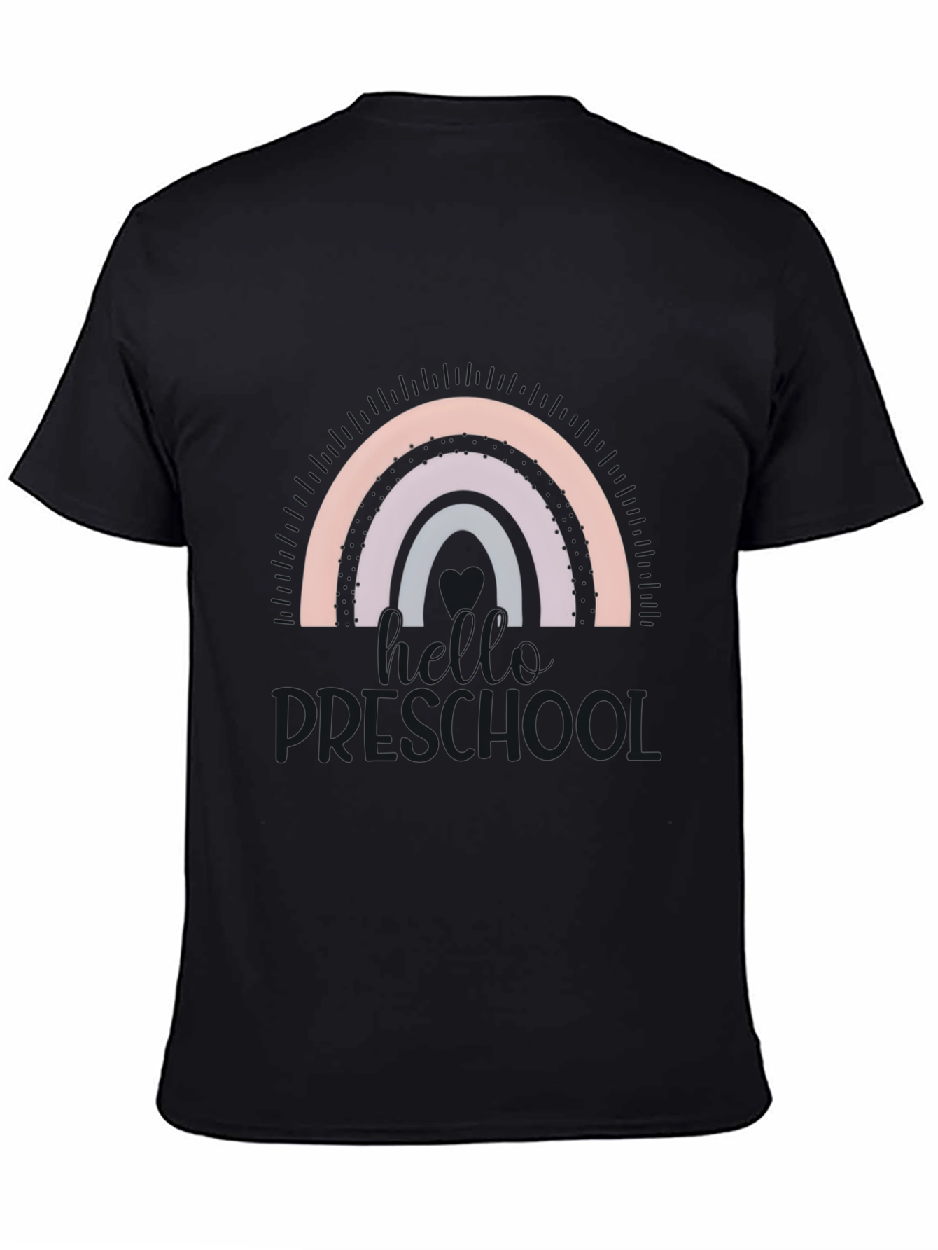 Camiseta Negra con Arcoíris para Profesora de Preescolar