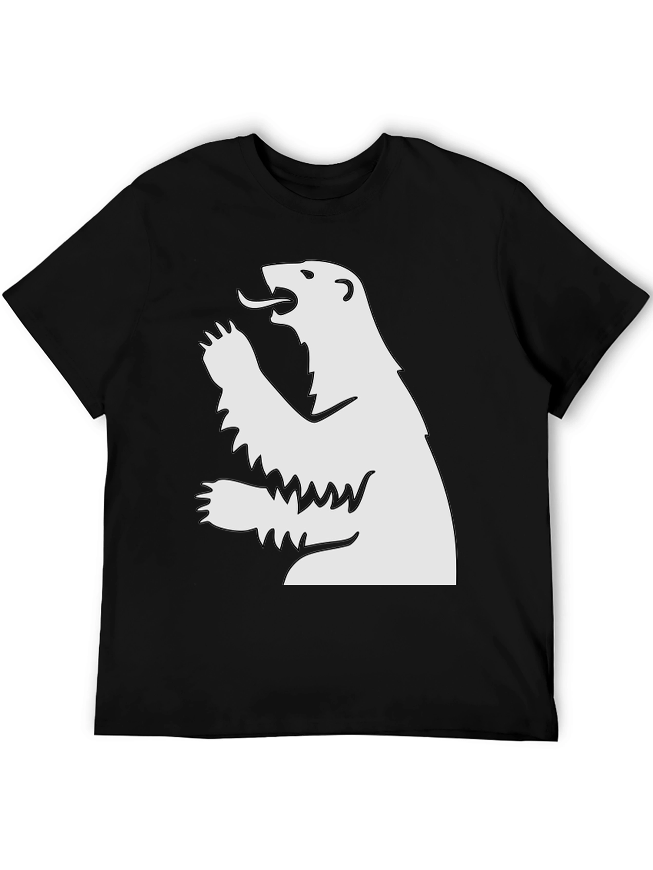 Camiseta Negra con Oso Blanco Rugiente