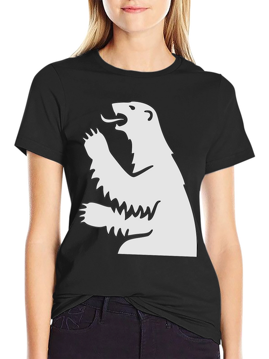 Camiseta Negra con Oso Blanco Rugiente