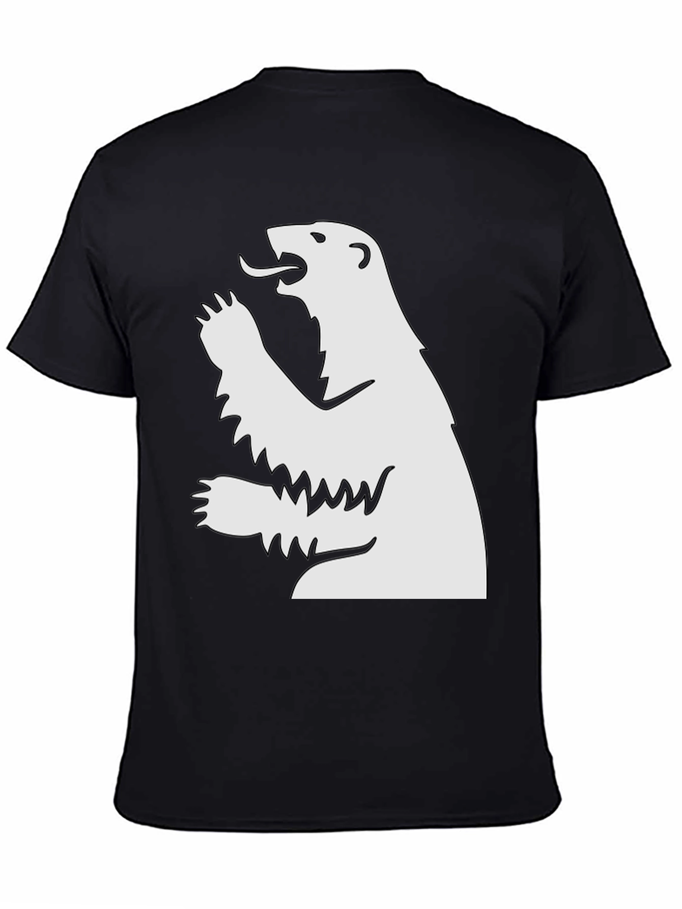 Camiseta Negra con Oso Blanco Rugiente