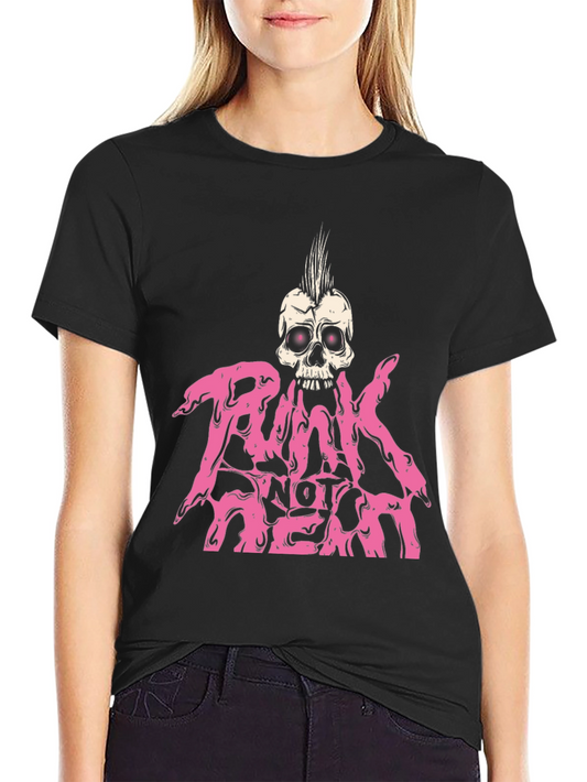 Camiseta Negra Punk Not Dead con Calavera