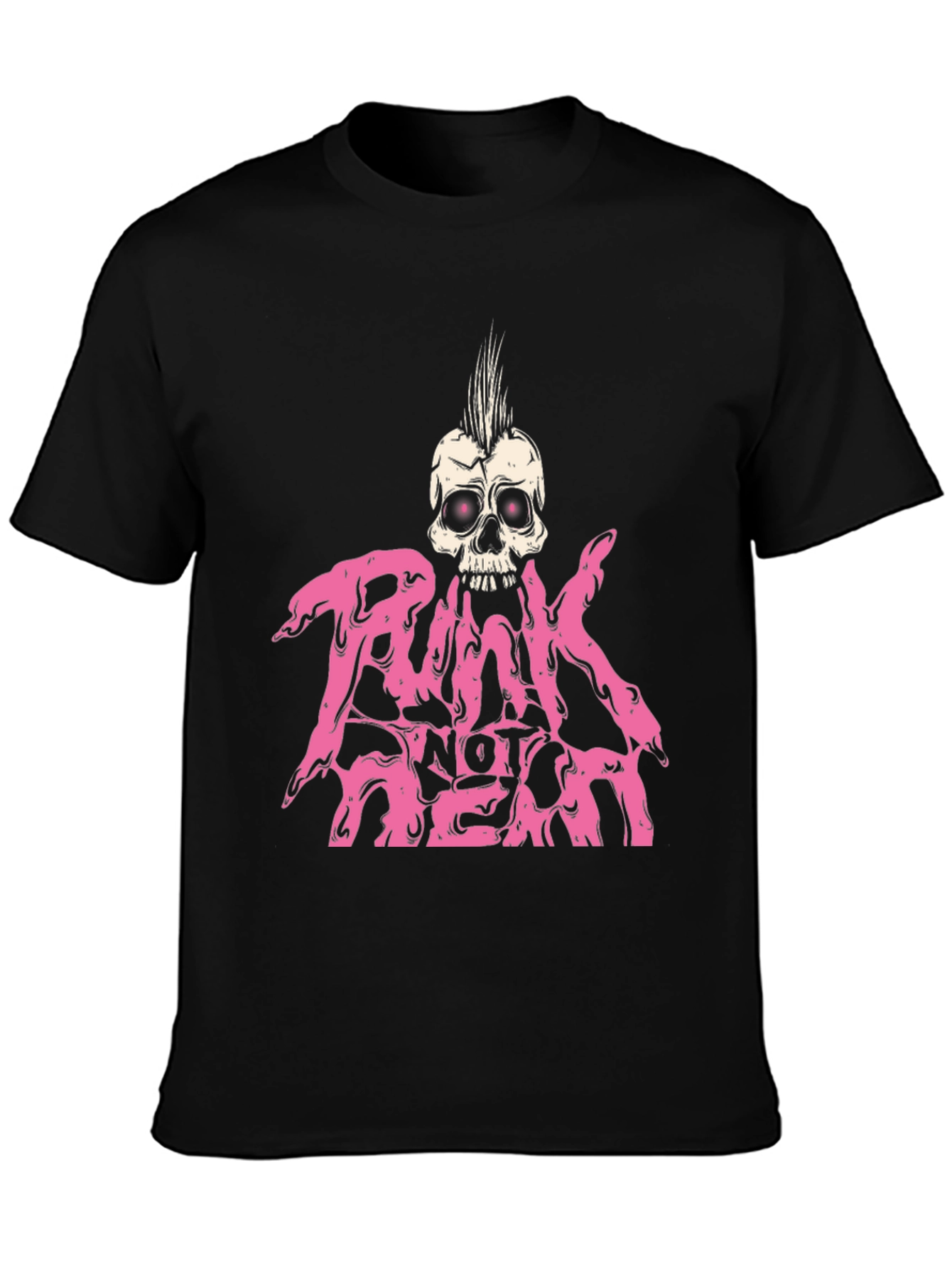 Camiseta Negra Punk Not Dead con Calavera