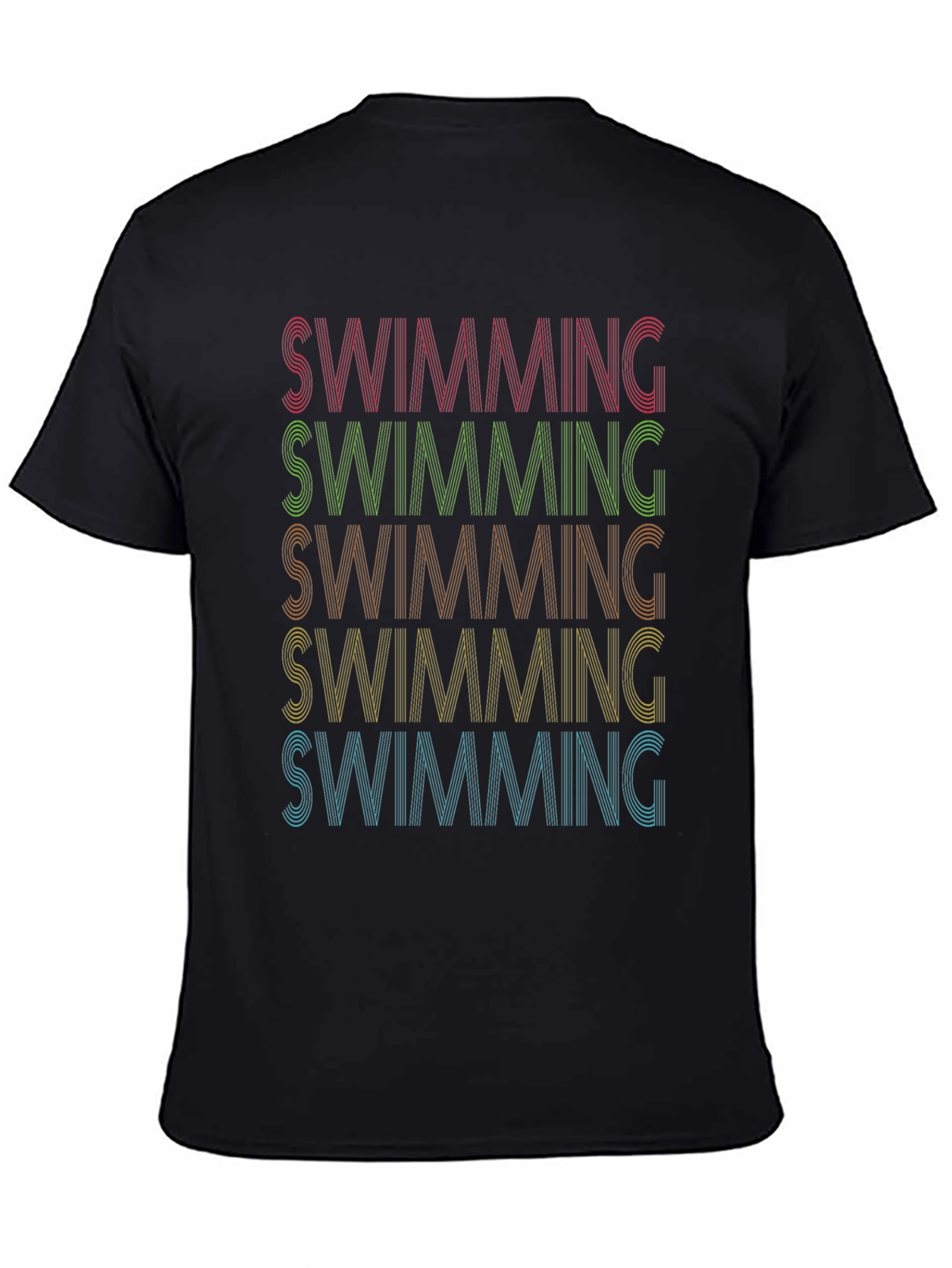 Camiseta Negra Natación Retro
