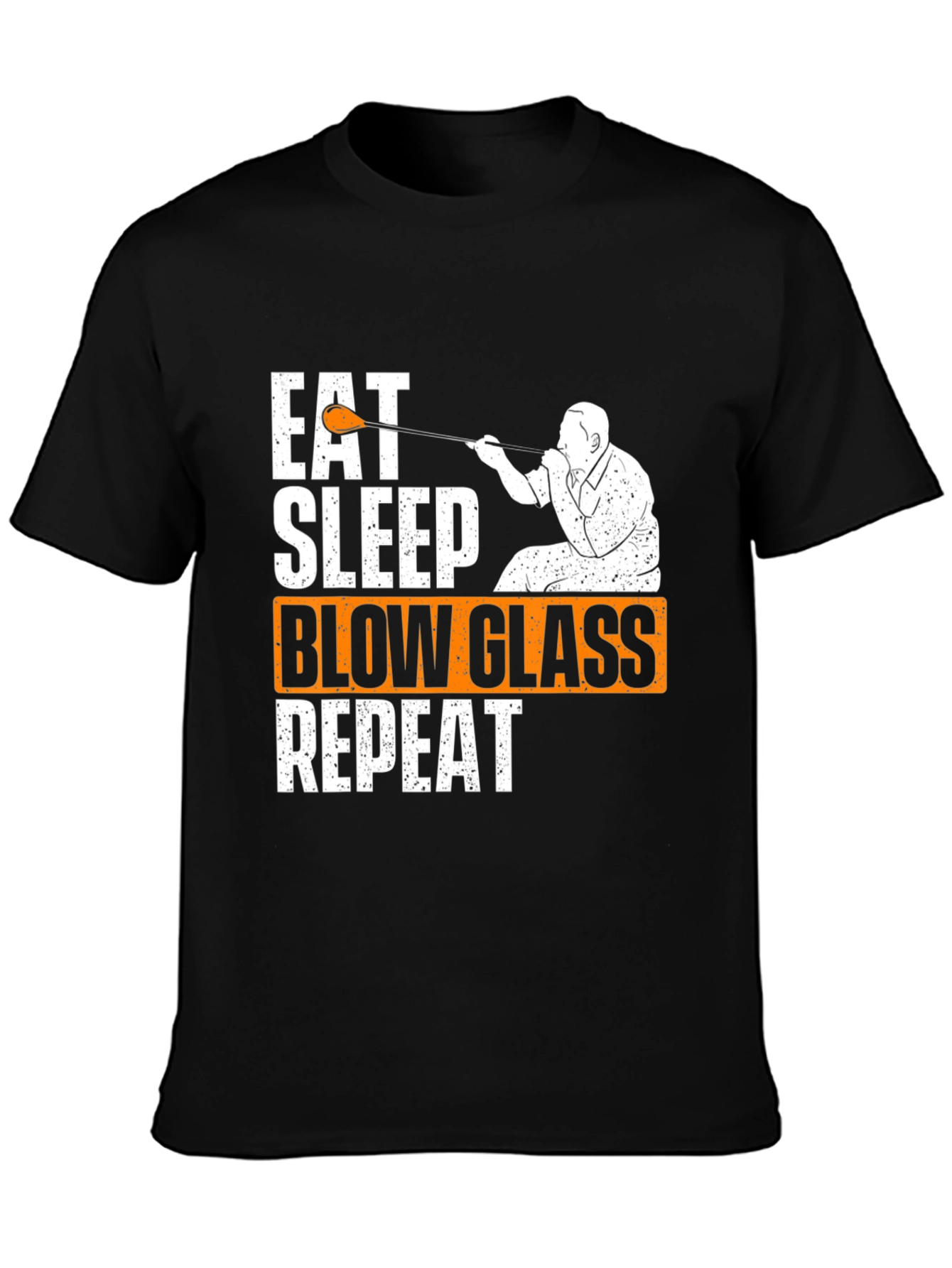 Camiseta Negra Comer Dormir Soplar Vidrio Repetir