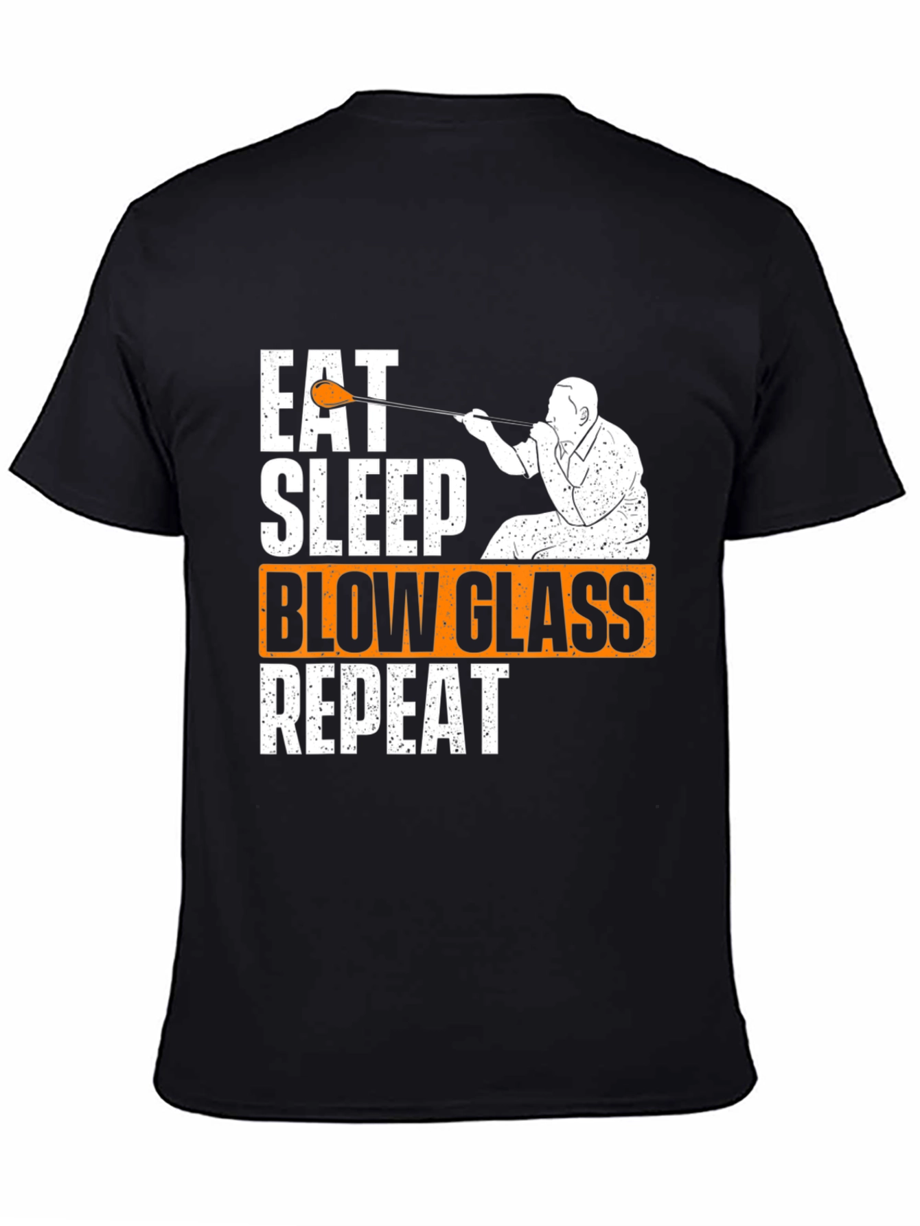 Camiseta Negra Comer Dormir Soplar Vidrio Repetir