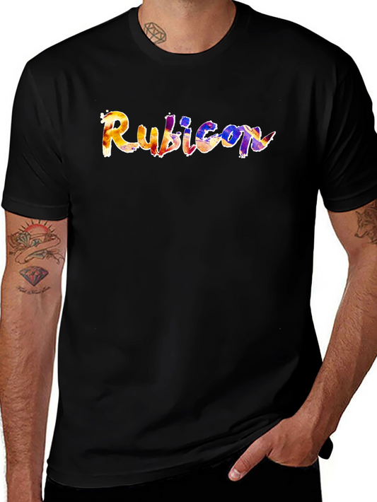 Camiseta Negra Rubicon Diseño Colorido Hombre Casual