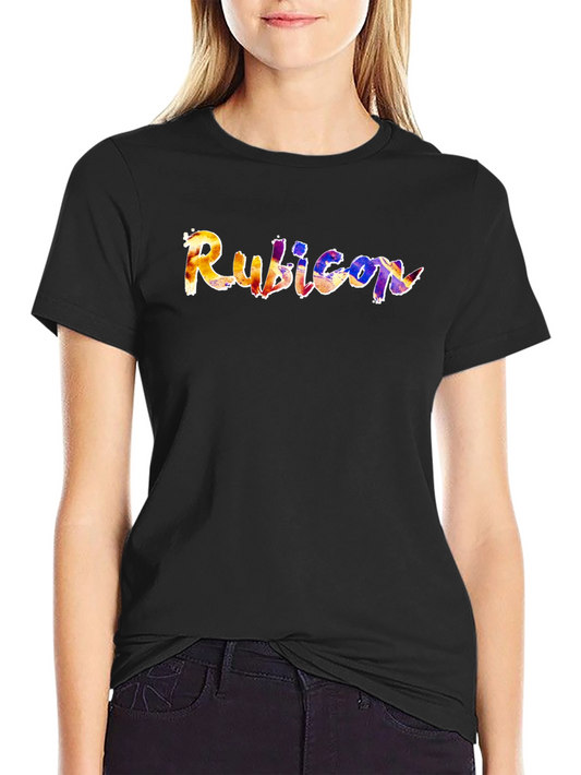 Camiseta Negra Rubicon Diseño Colorido Hombre Casual