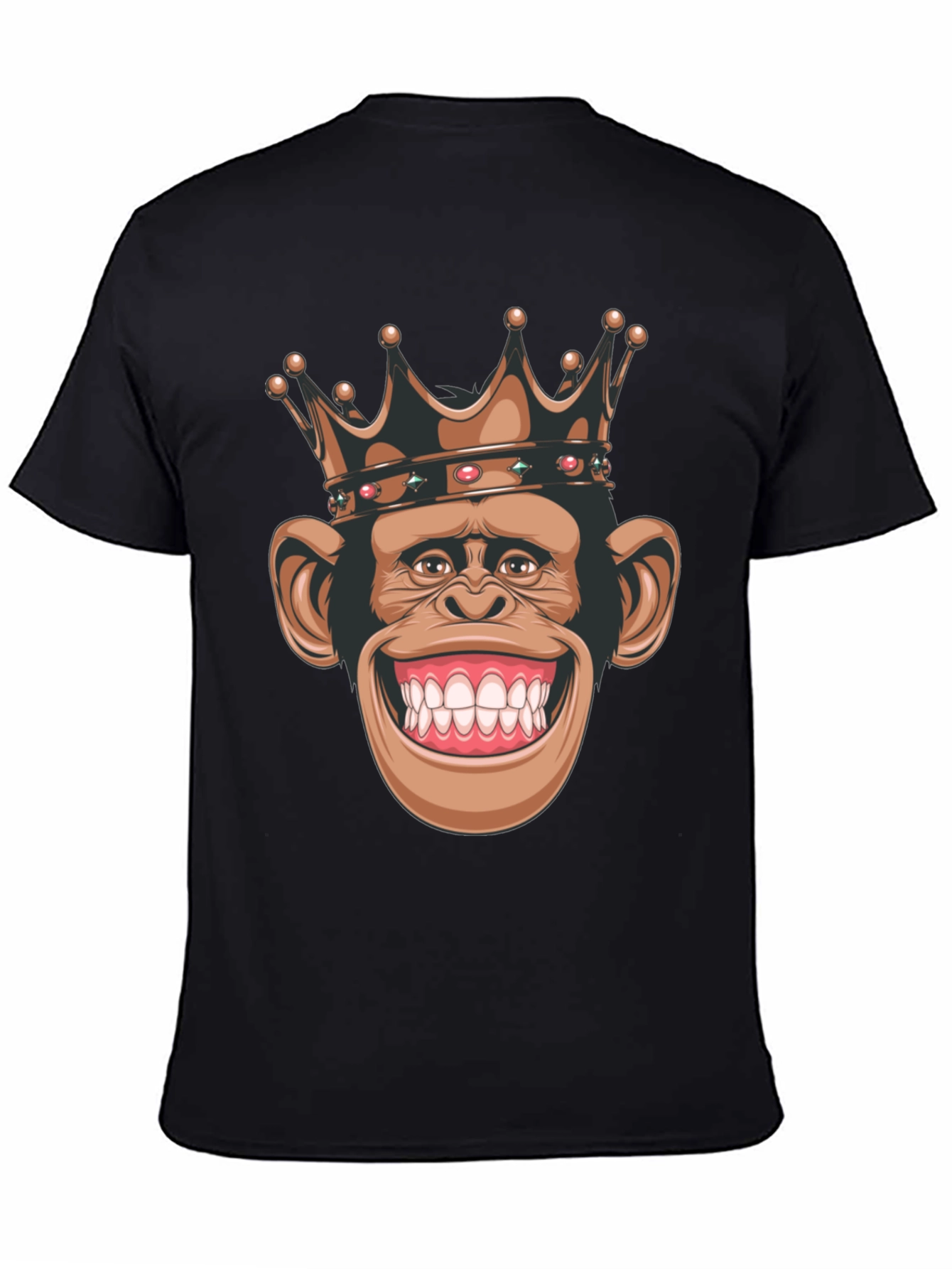 Camiseta Negra con Mono Rey Sonriente