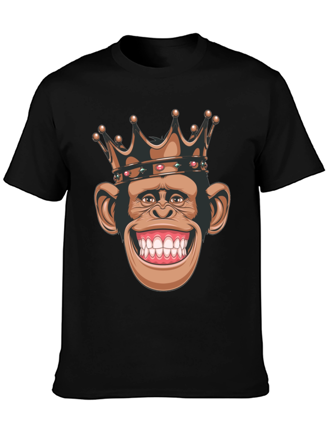 Camiseta Negra con Mono Rey Sonriente