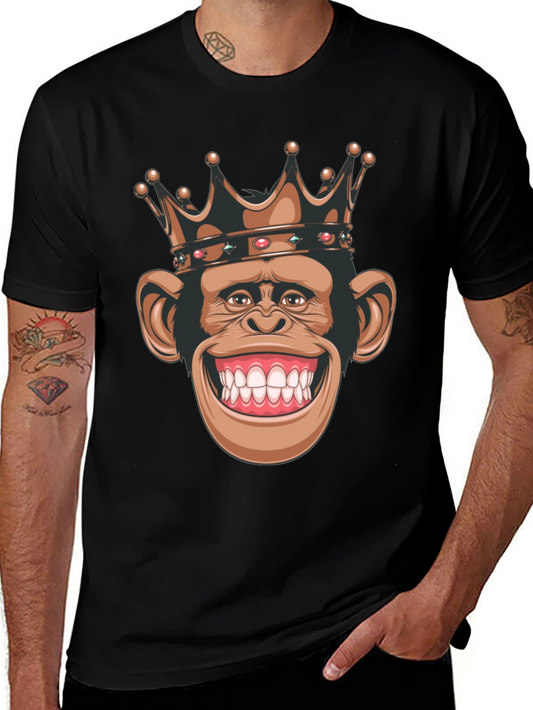 Camiseta Negra con Mono Rey Sonriente