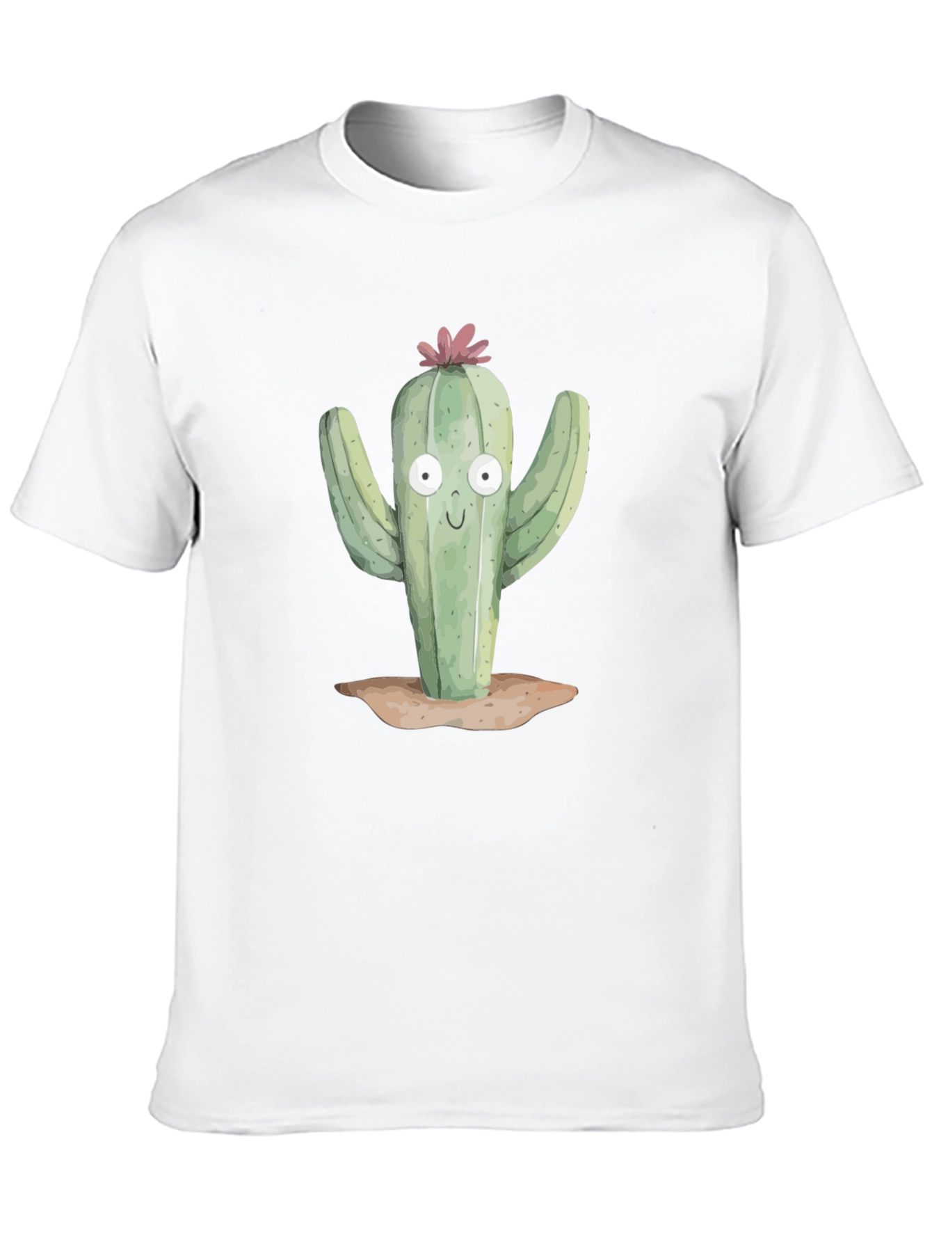 Camiseta Negra con Estampado de Cactus Divertido