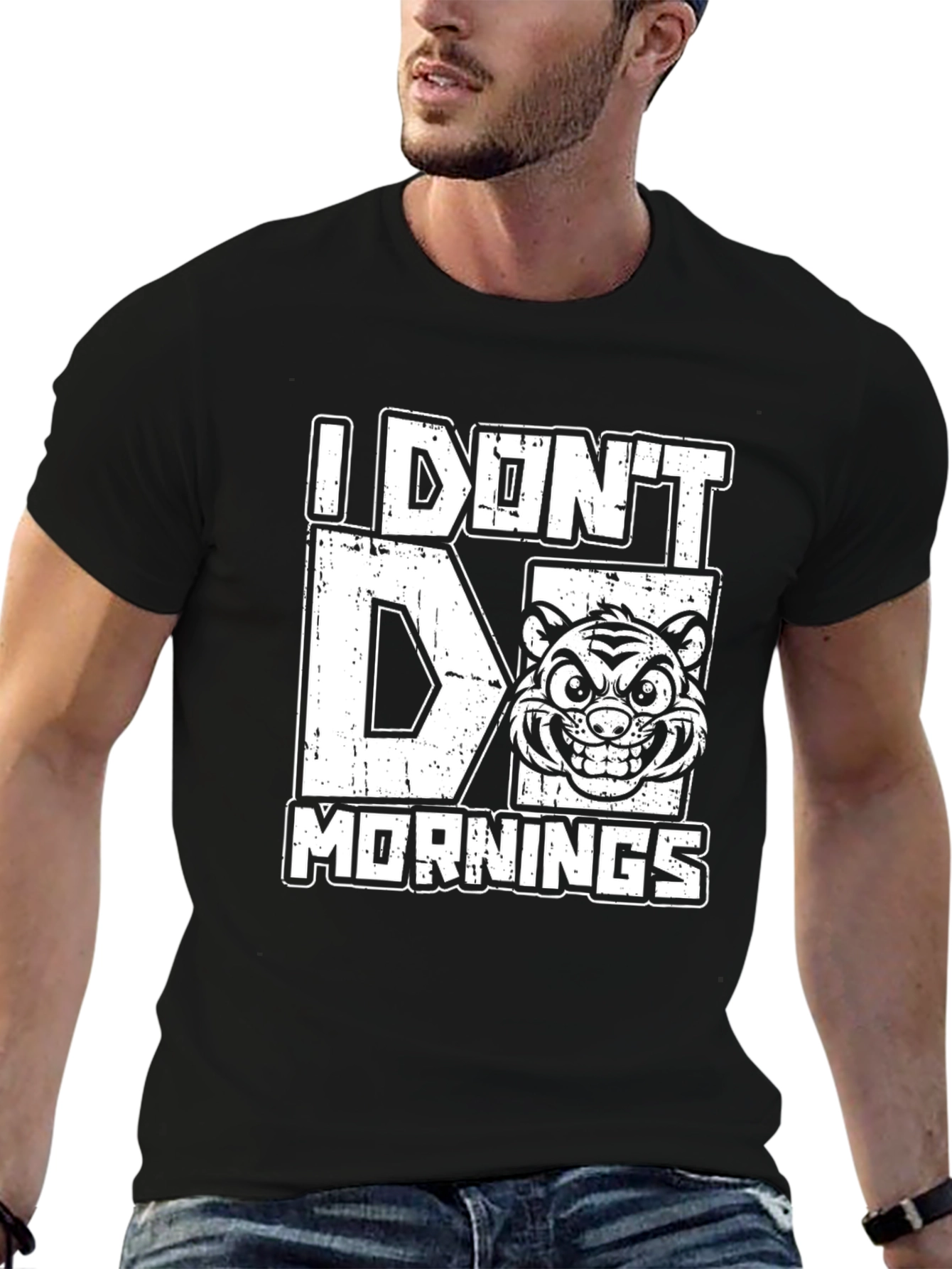 Camiseta No Soy de Mañanas con Diseño de Tigre