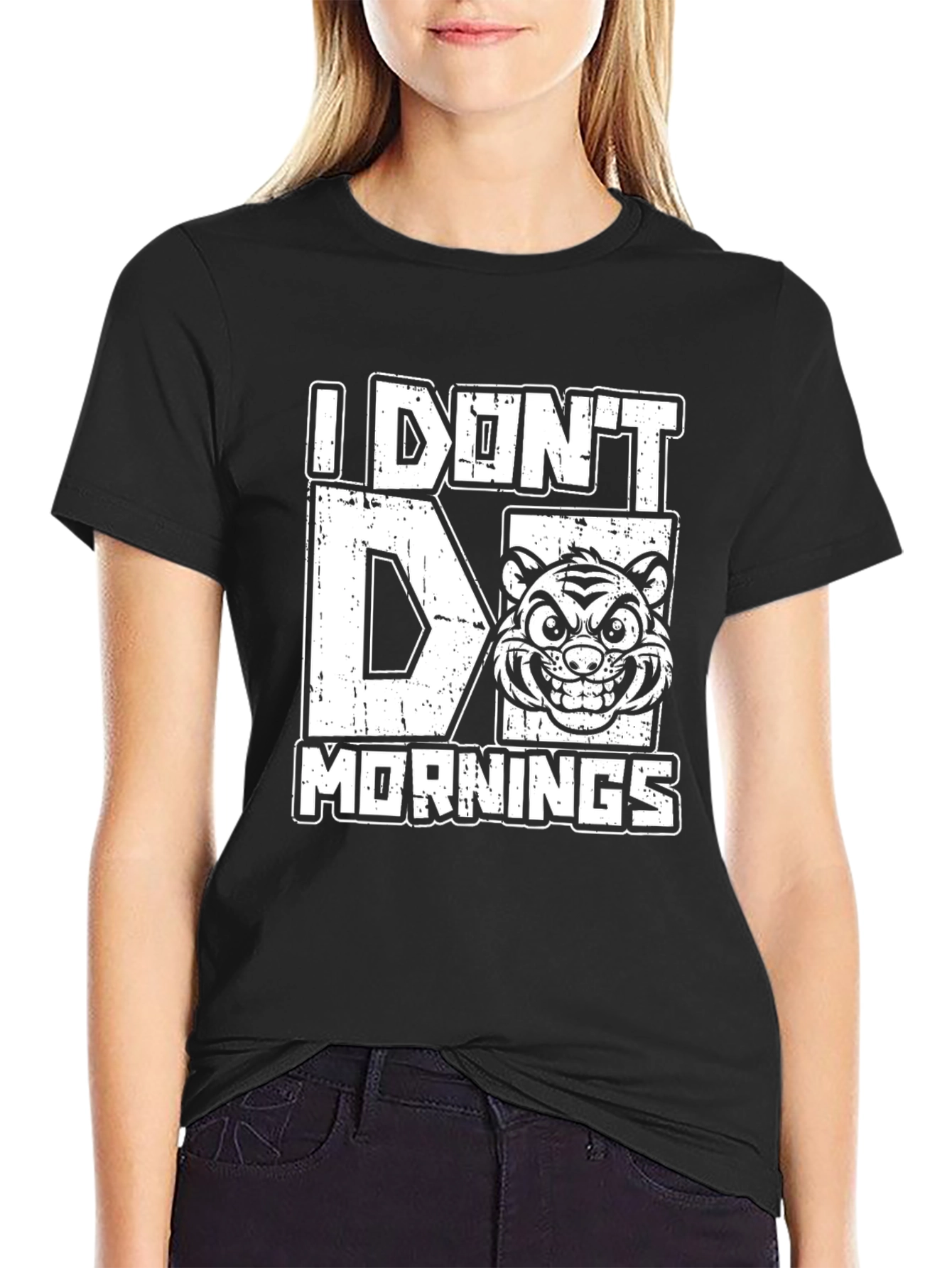 Camiseta No Soy de Mañanas con Diseño de Tigre