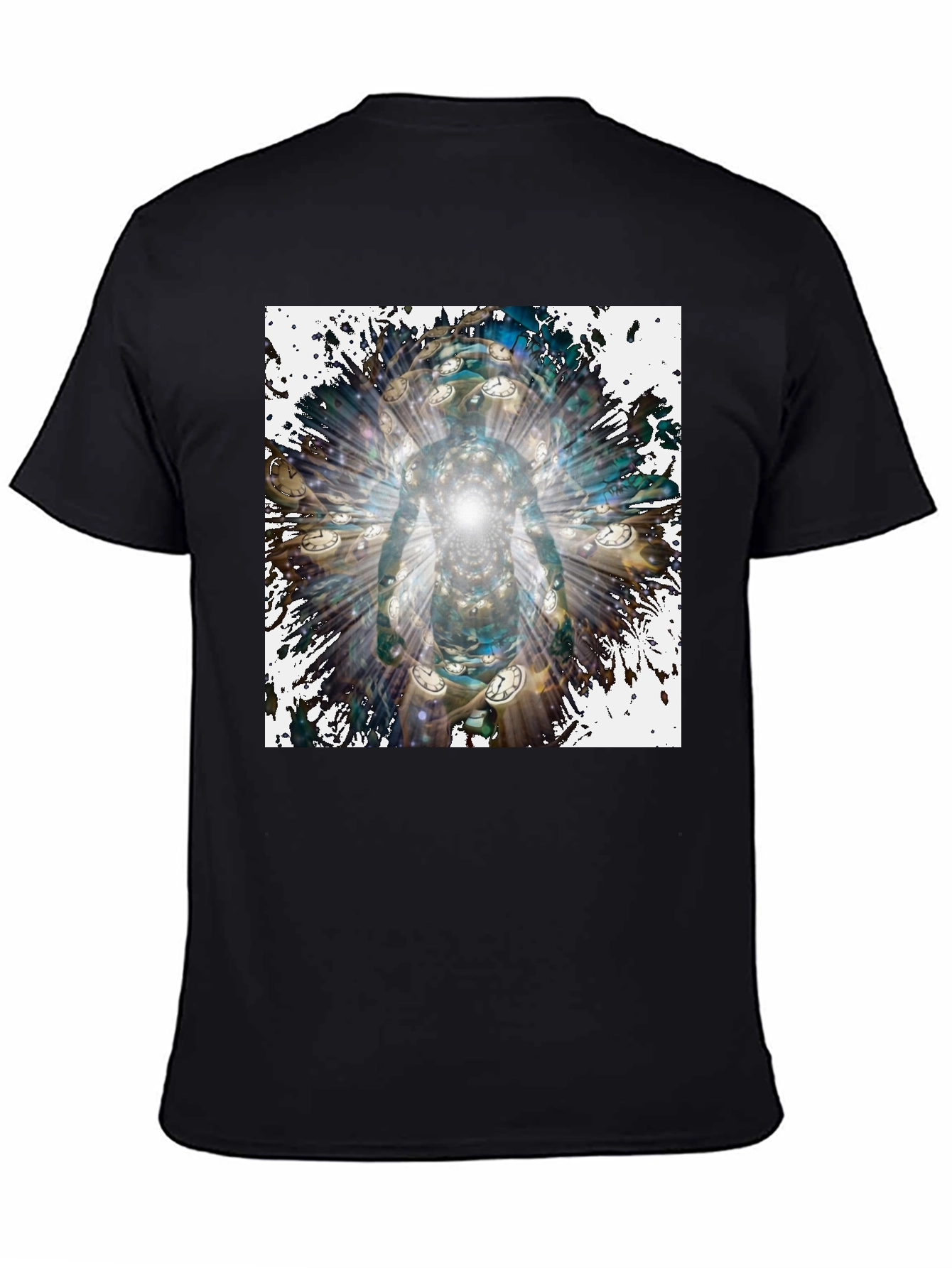 Camiseta Negra Hombre Diseño Abstracto Temporal