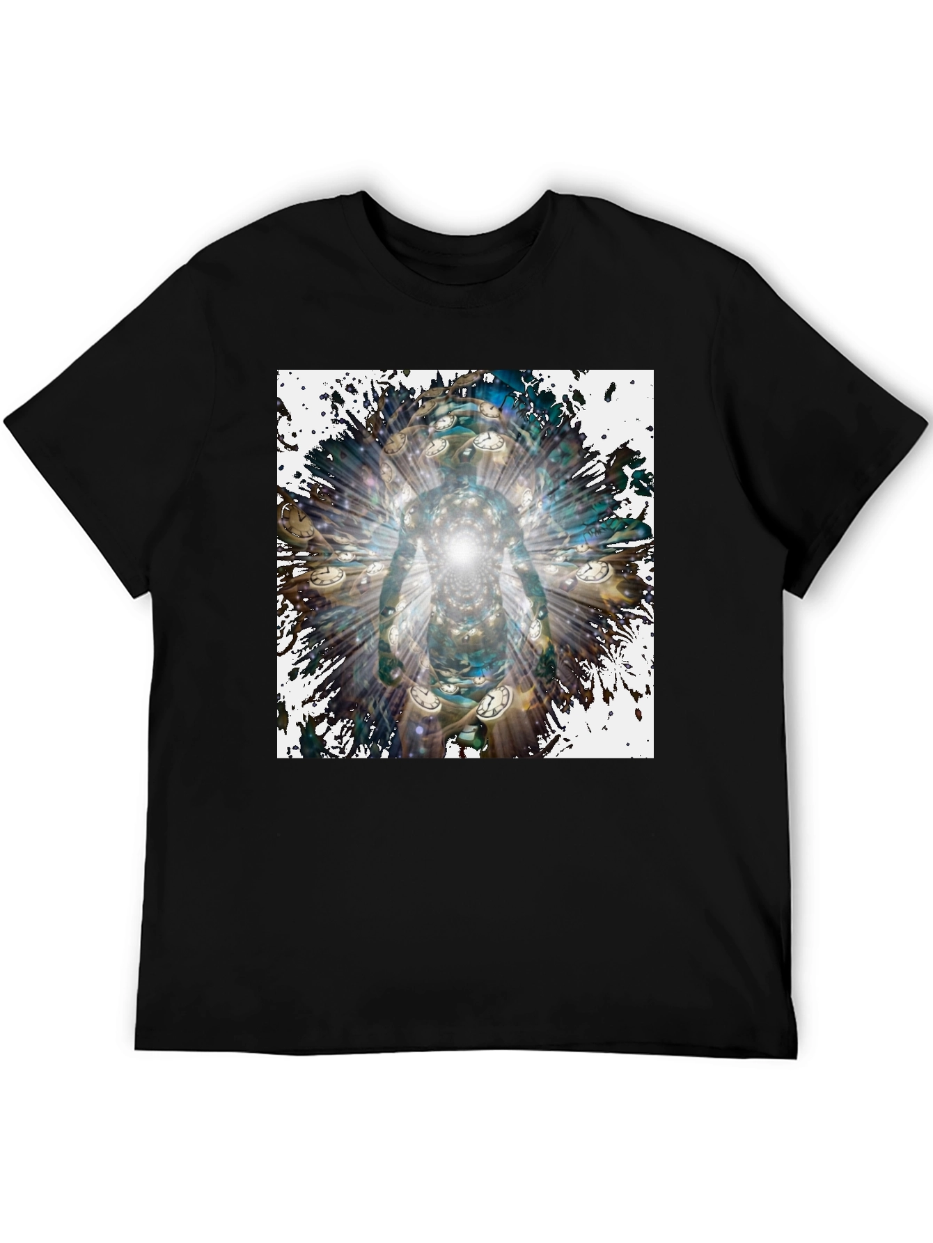 Camiseta Negra Hombre Diseño Abstracto Temporal