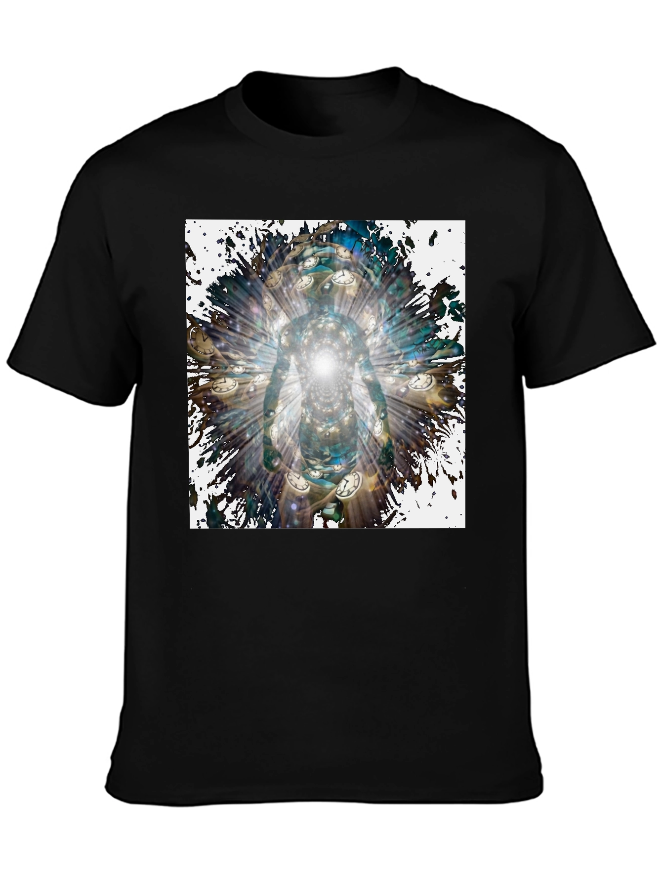 Camiseta Negra Hombre Diseño Abstracto Temporal