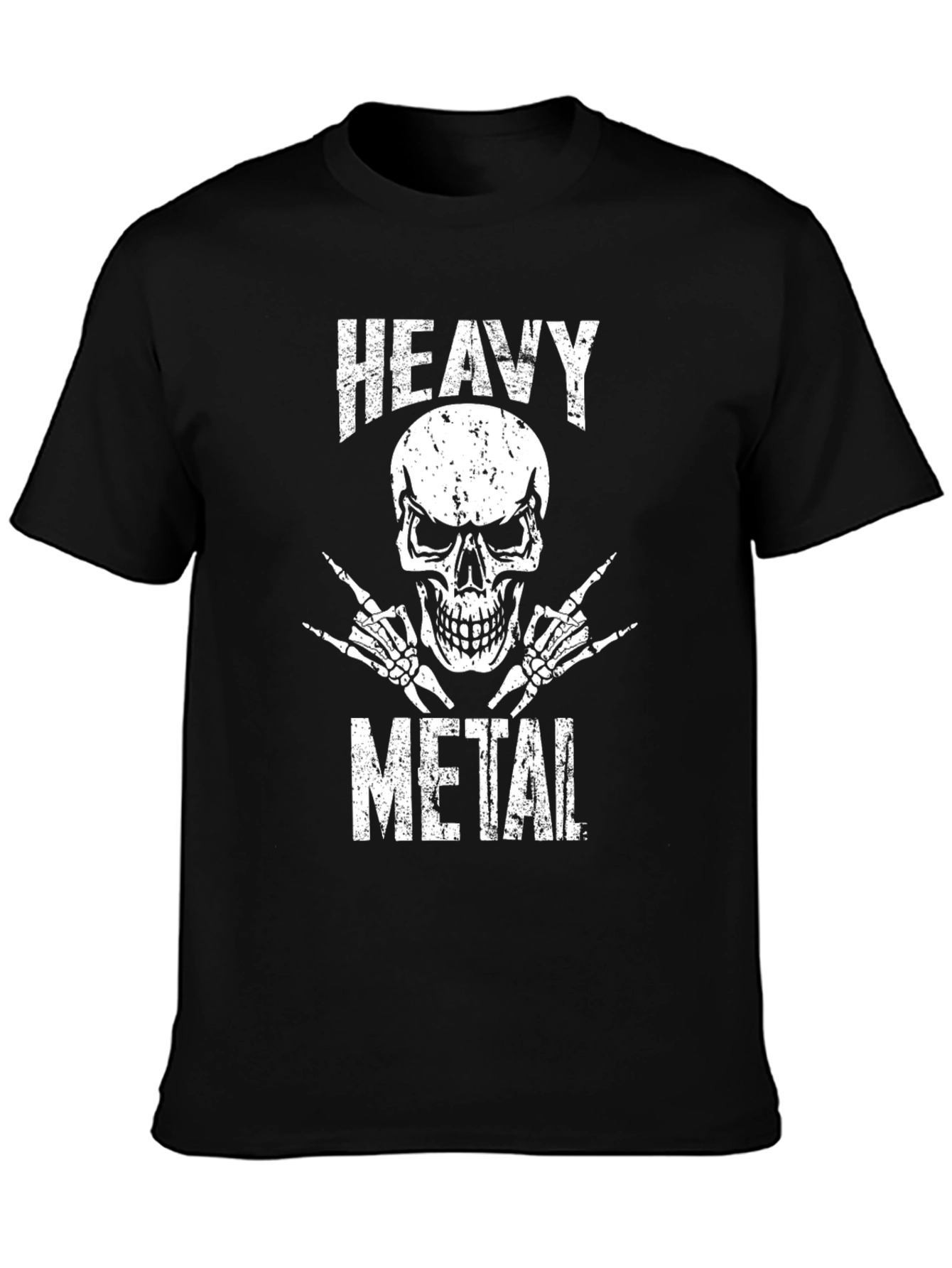 Camiseta Negra Heavy Metal Calavera Rock