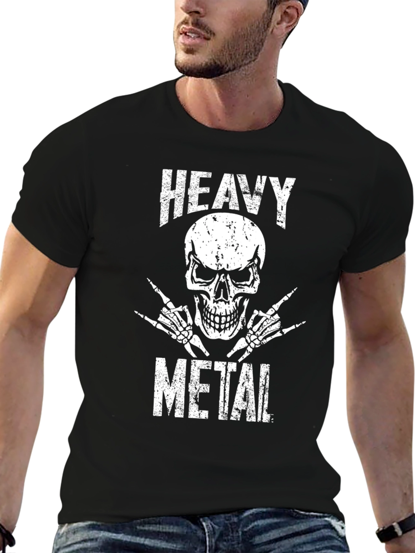 Camiseta Negra Heavy Metal Calavera Rock