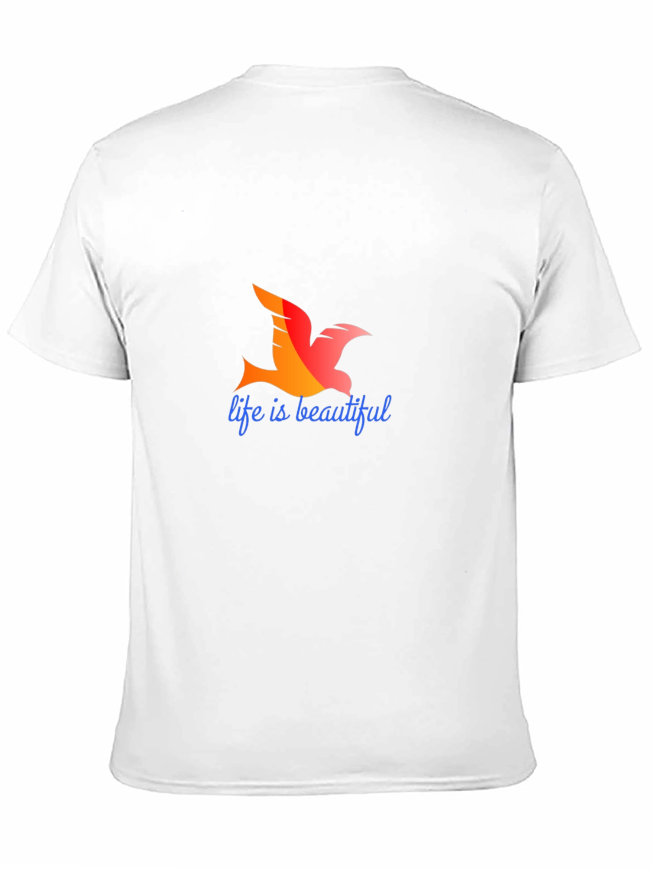 Camiseta Negra Estampado Pájaro y Life is Beautiful
