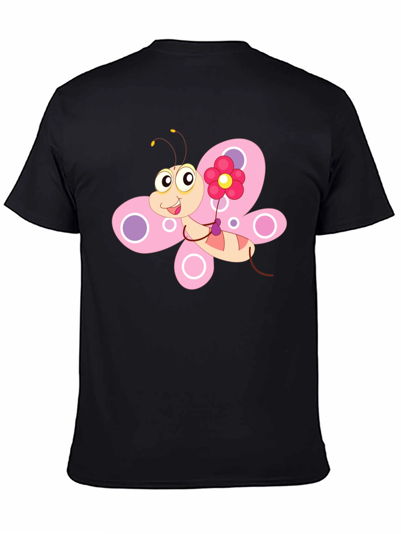 Camiseta Negra con Diseño de Mariposa Divertida