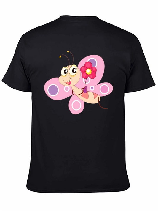 Camiseta Negra con Diseño de Mariposa Divertida