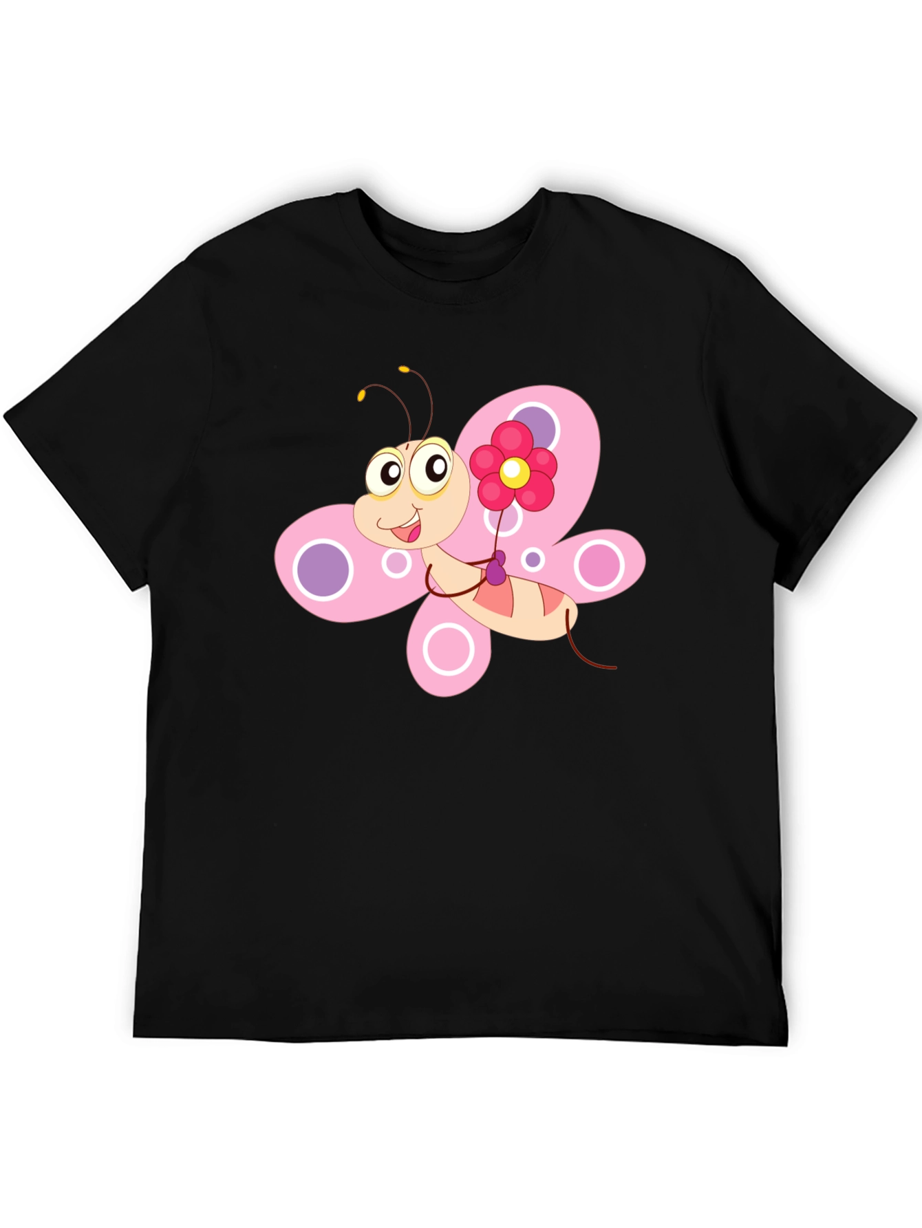 Camiseta Negra con Diseño de Mariposa Divertida