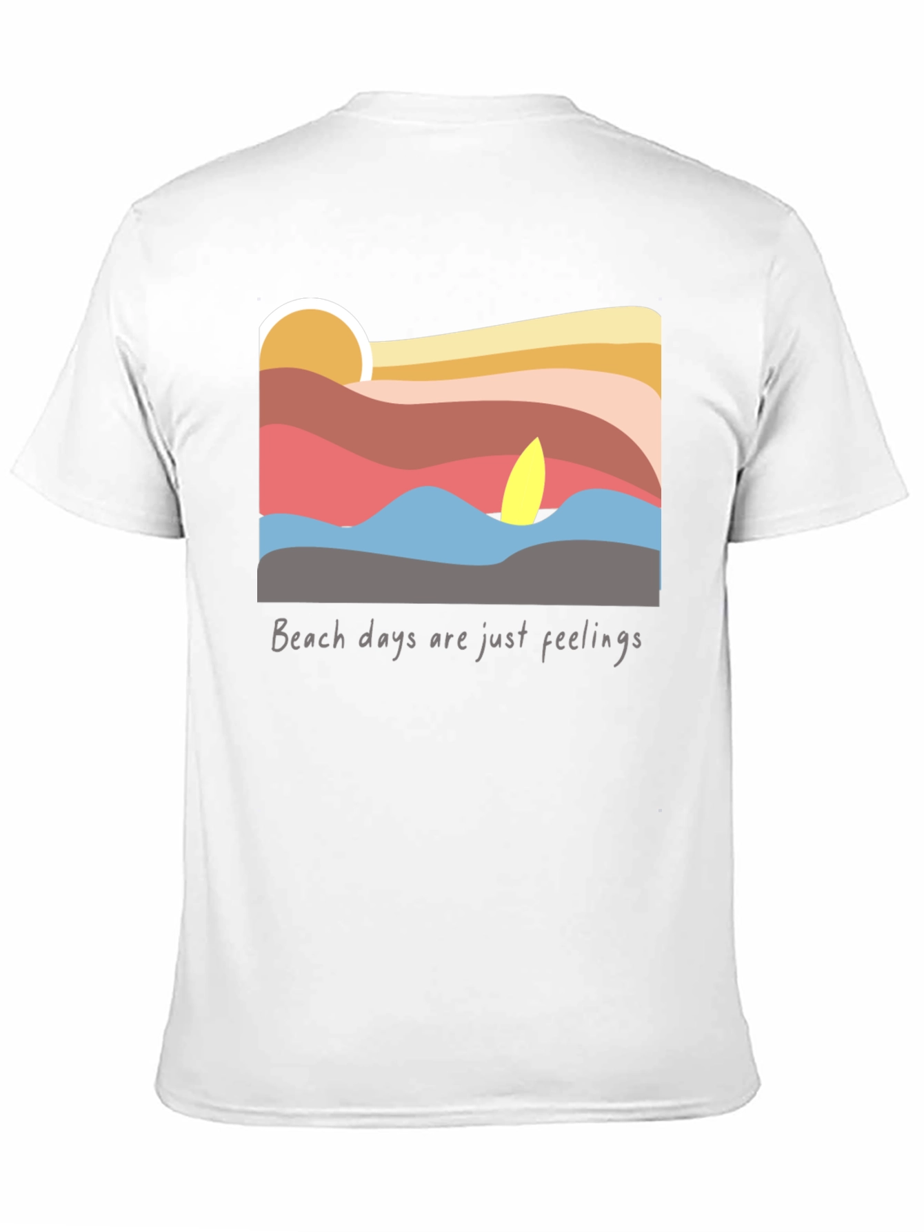 Camiseta Negra con Diseño de Playa al Atardecer