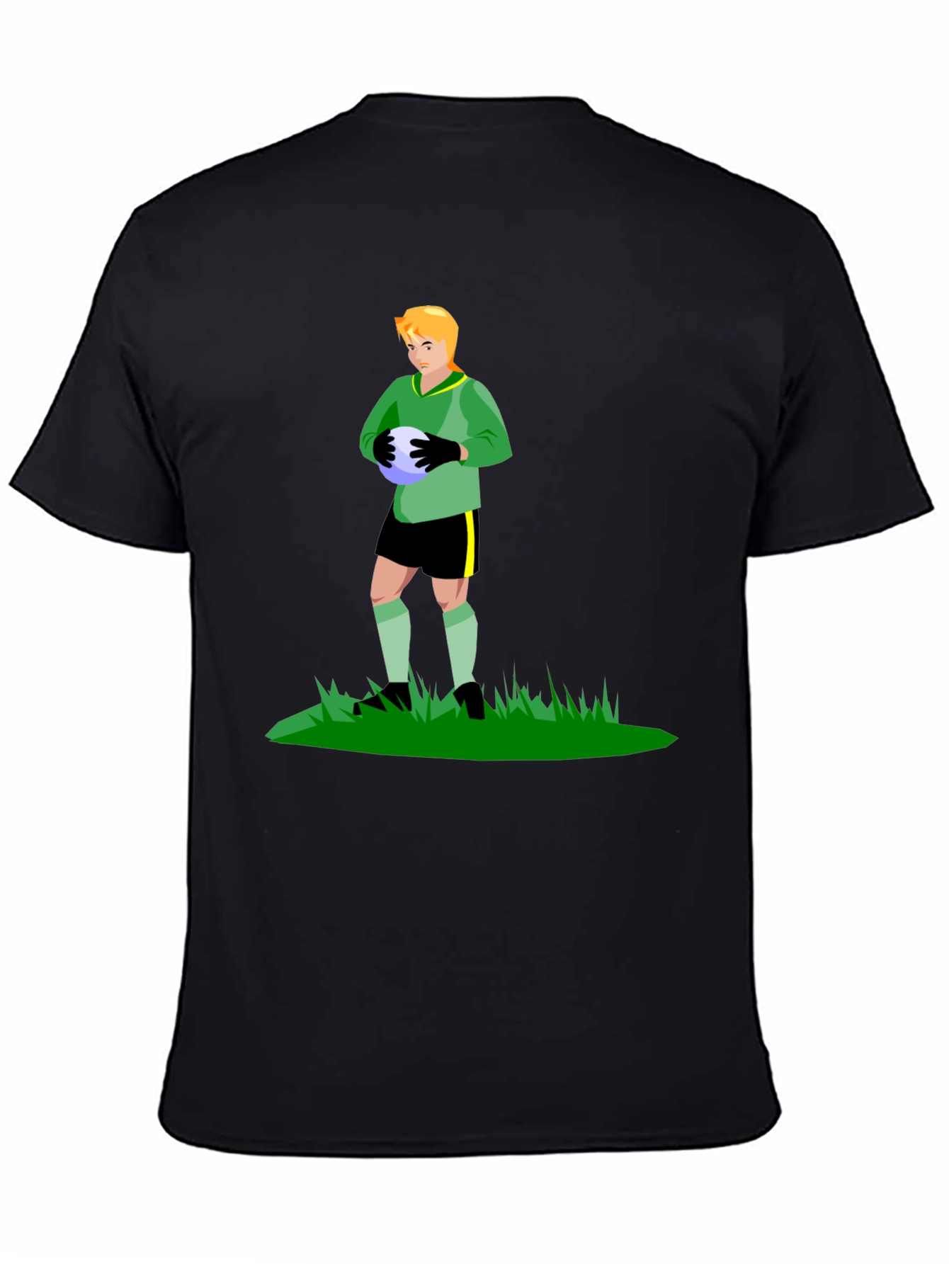 Camiseta Negra con Portero de Fútbol