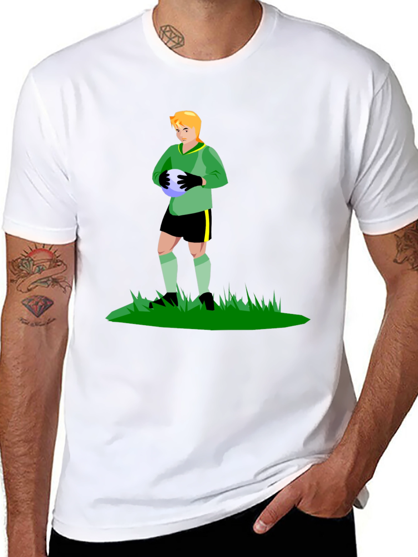 Camiseta Negra con Portero de Fútbol