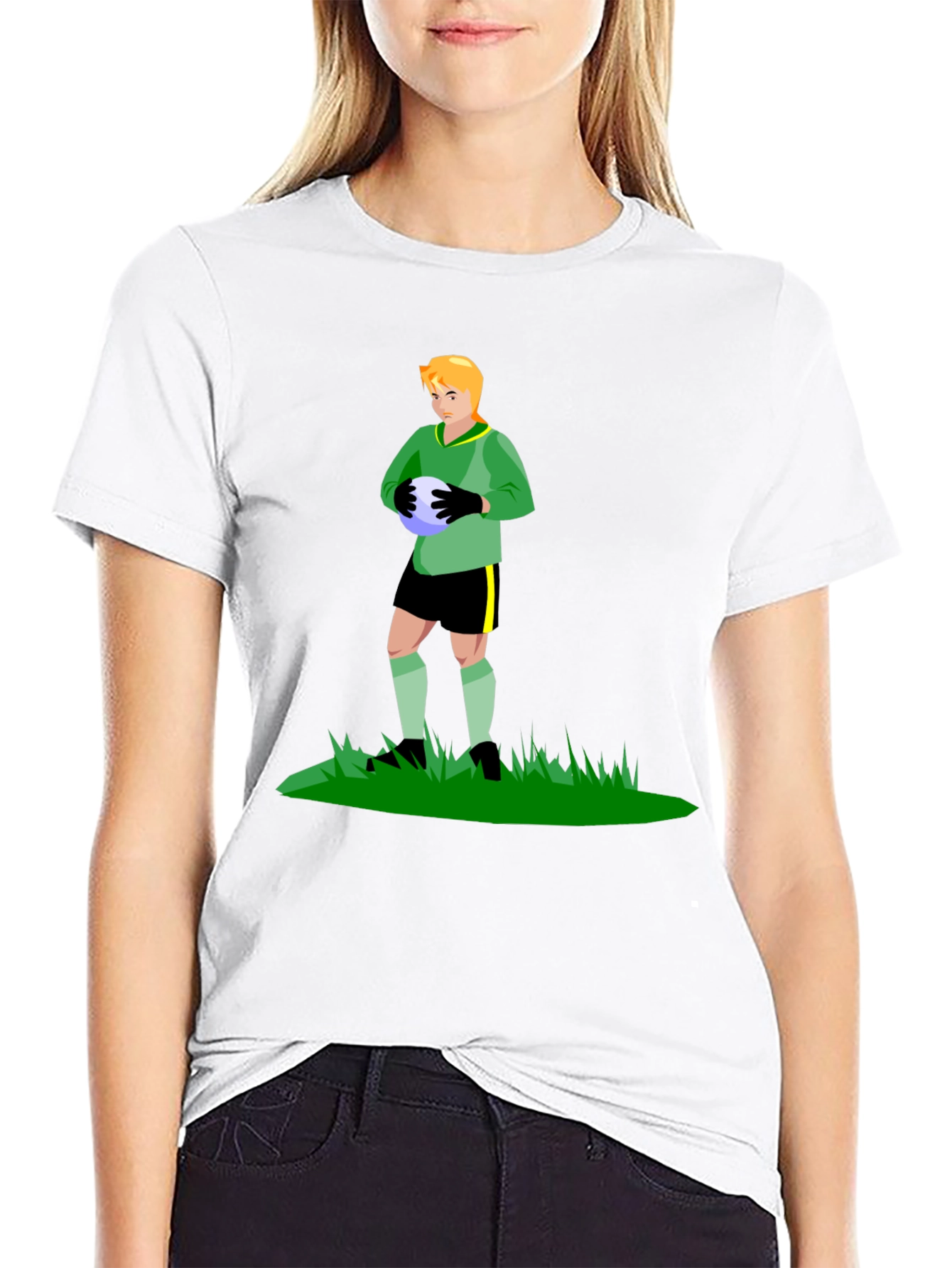 Camiseta Negra con Portero de Fútbol