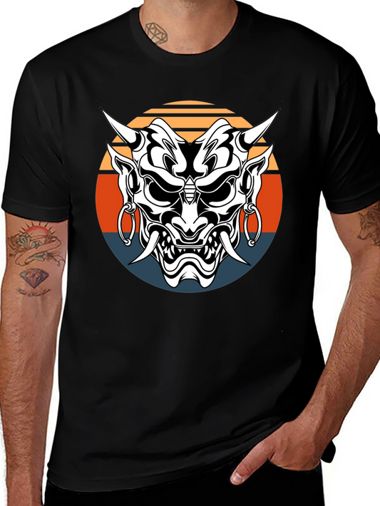 Camiseta Negra con Máscara Oni Japonesa
