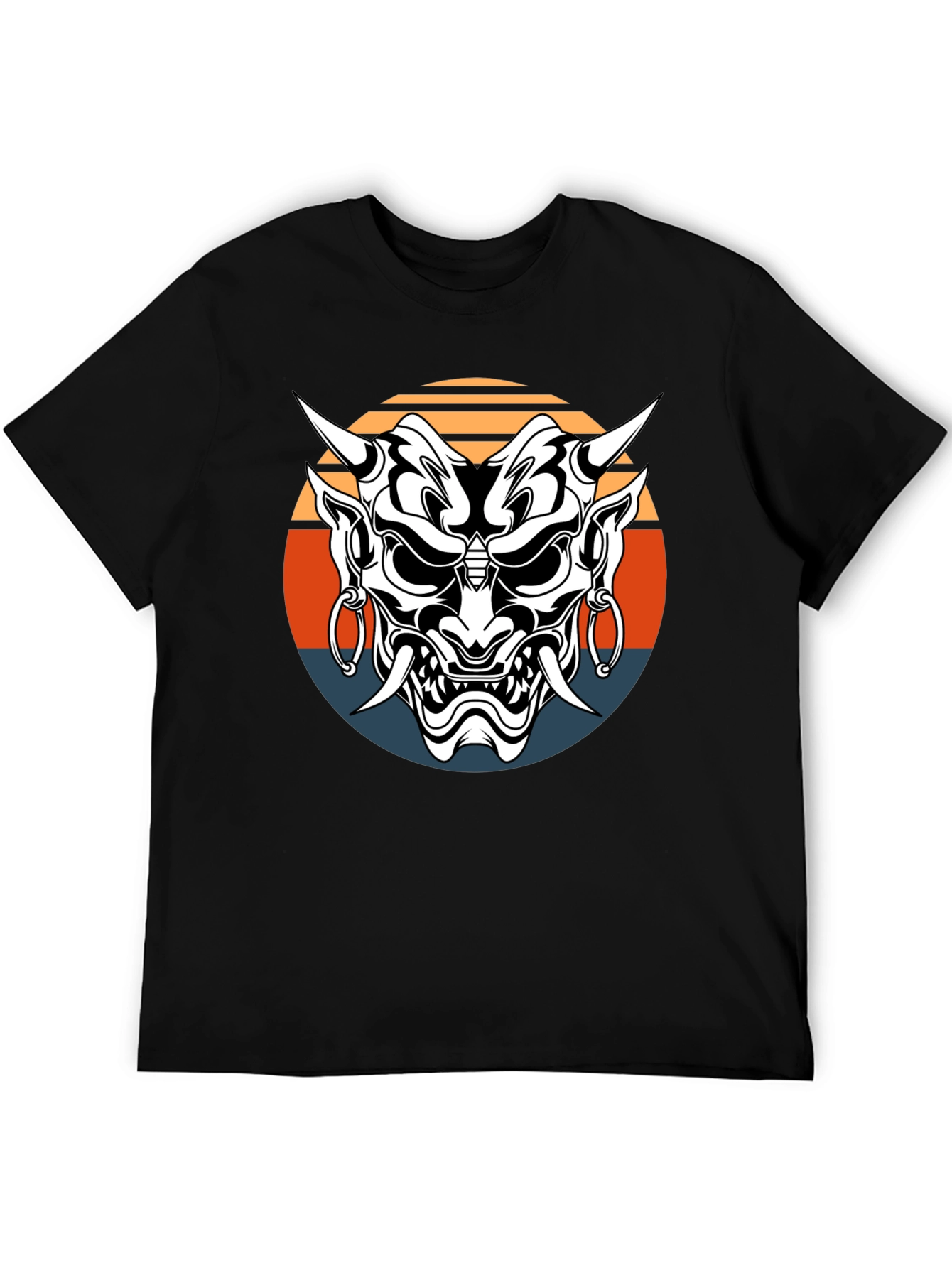 Camiseta Negra con Máscara Oni Japonesa