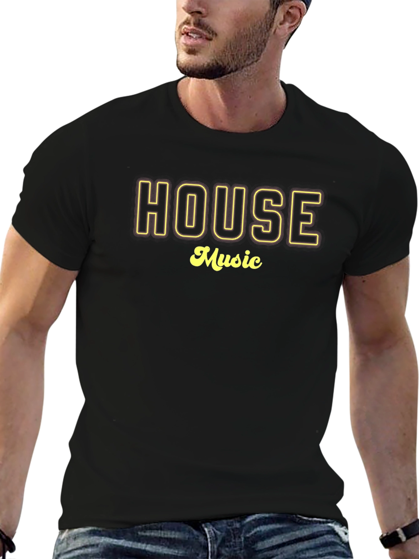 Camiseta Negra House Music - Estilo Urbano