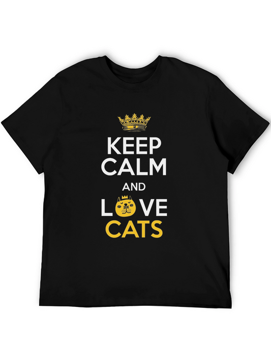 Camiseta Negra Keep Calm And Love Cats