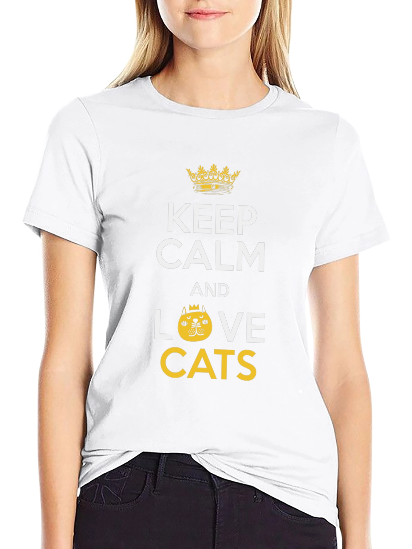Camiseta Negra Keep Calm And Love Cats