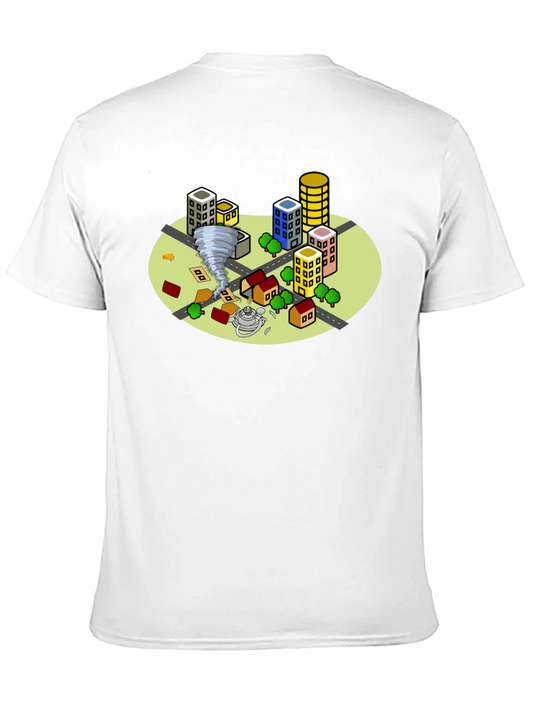 Camiseta Negra Estampado Tornado Ciudad