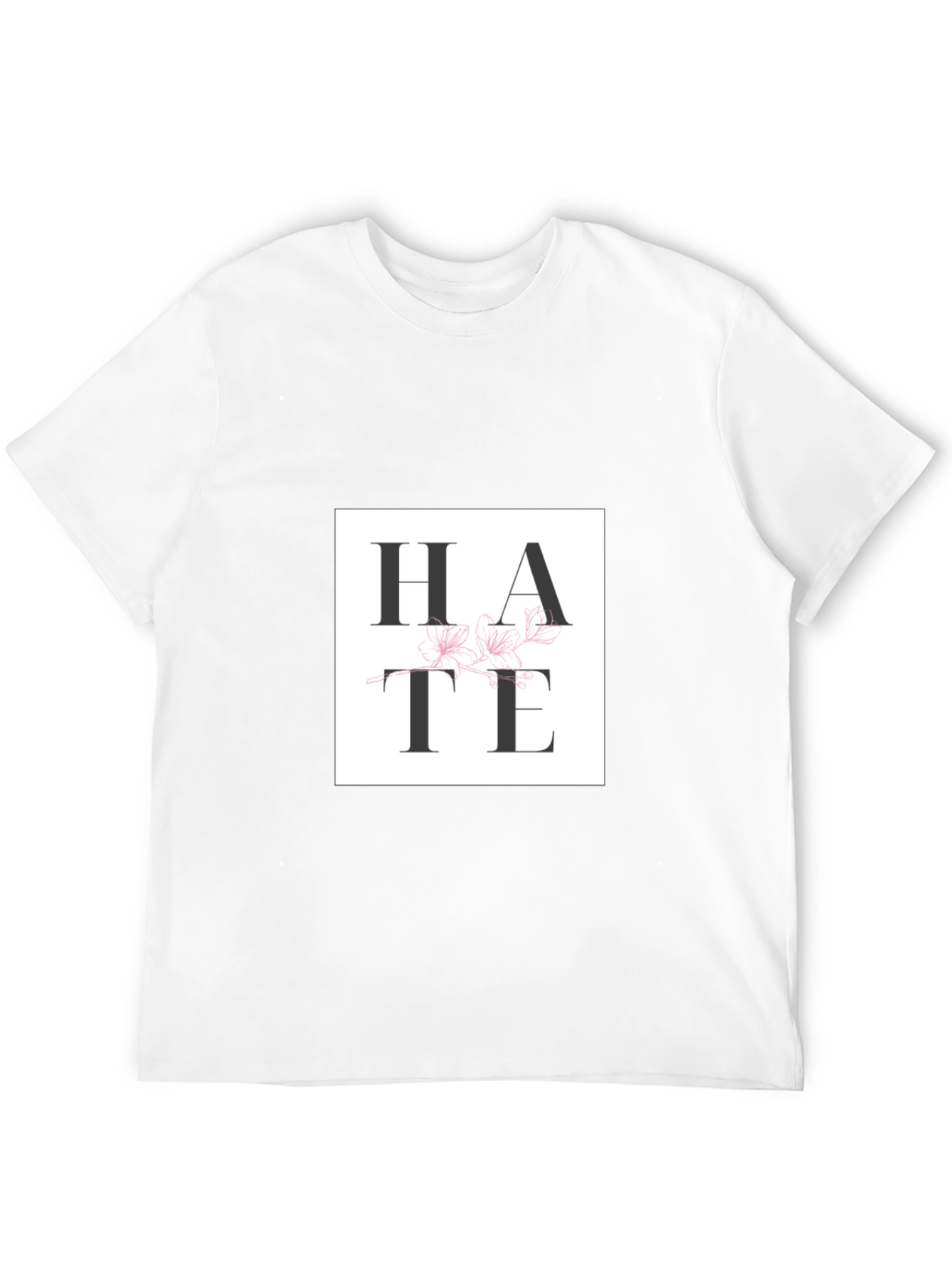 Camiseta Negra con Diseño HATE Floral