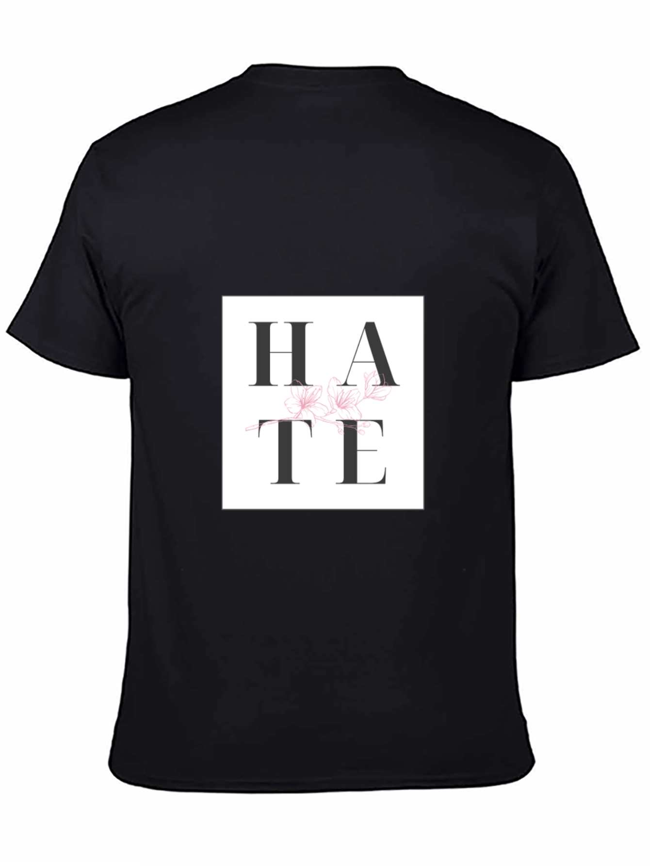 Camiseta Negra con Diseño HATE Floral