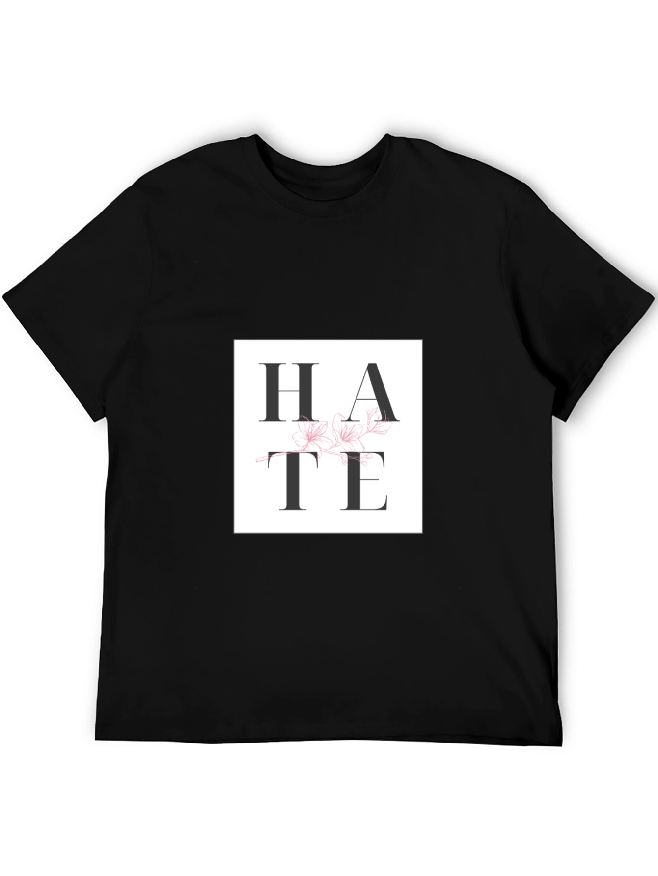 Camiseta Negra con Diseño HATE Floral