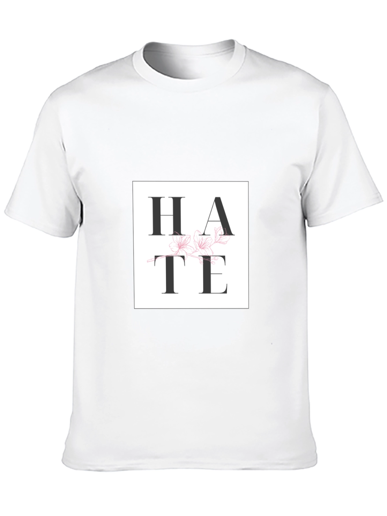 Camiseta Negra con Diseño HATE Floral