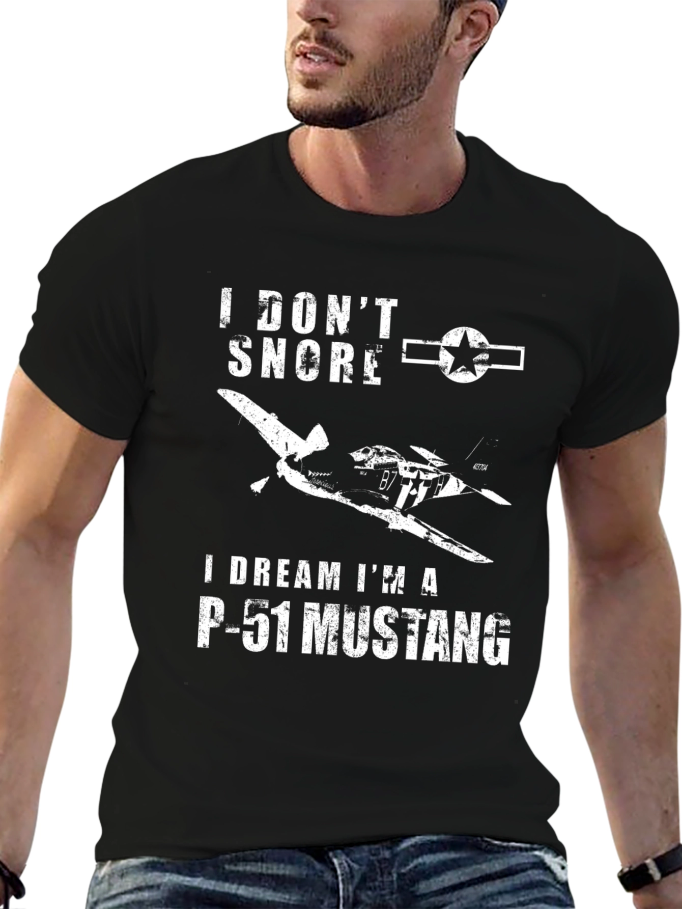 Camiseta Hombre: No Ronco ¡Sueño con un P-51 Mustang!