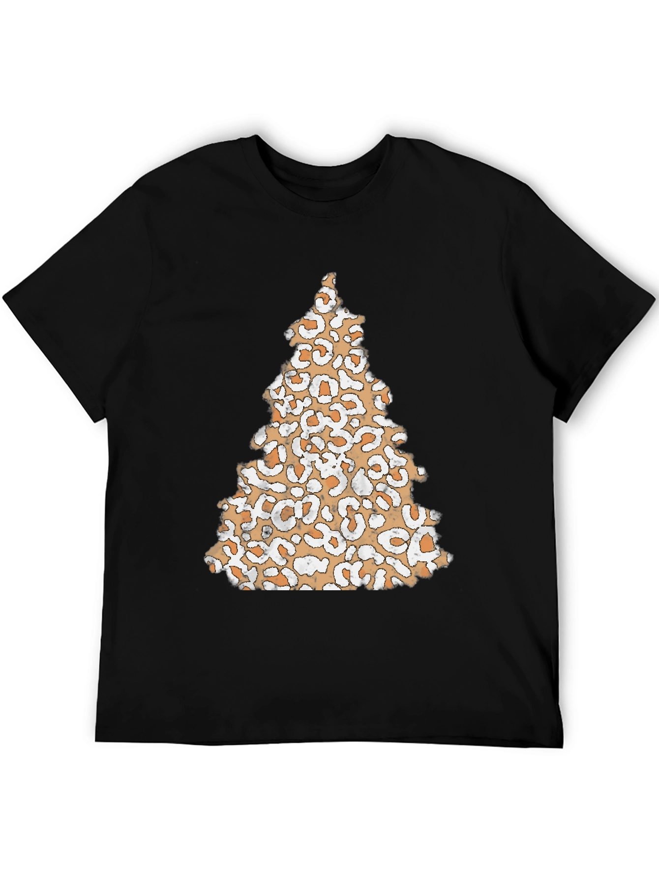 Camiseta Negra con Árbol Navideño de Leopardo