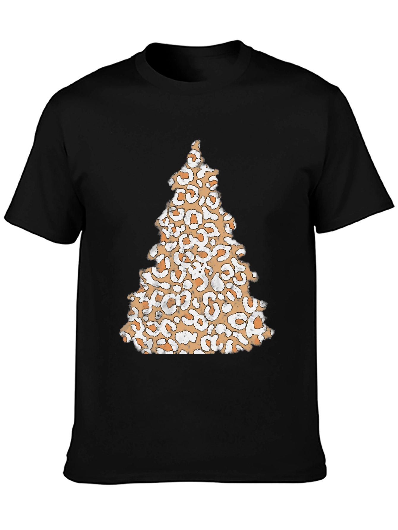 Camiseta Negra con Árbol Navideño de Leopardo