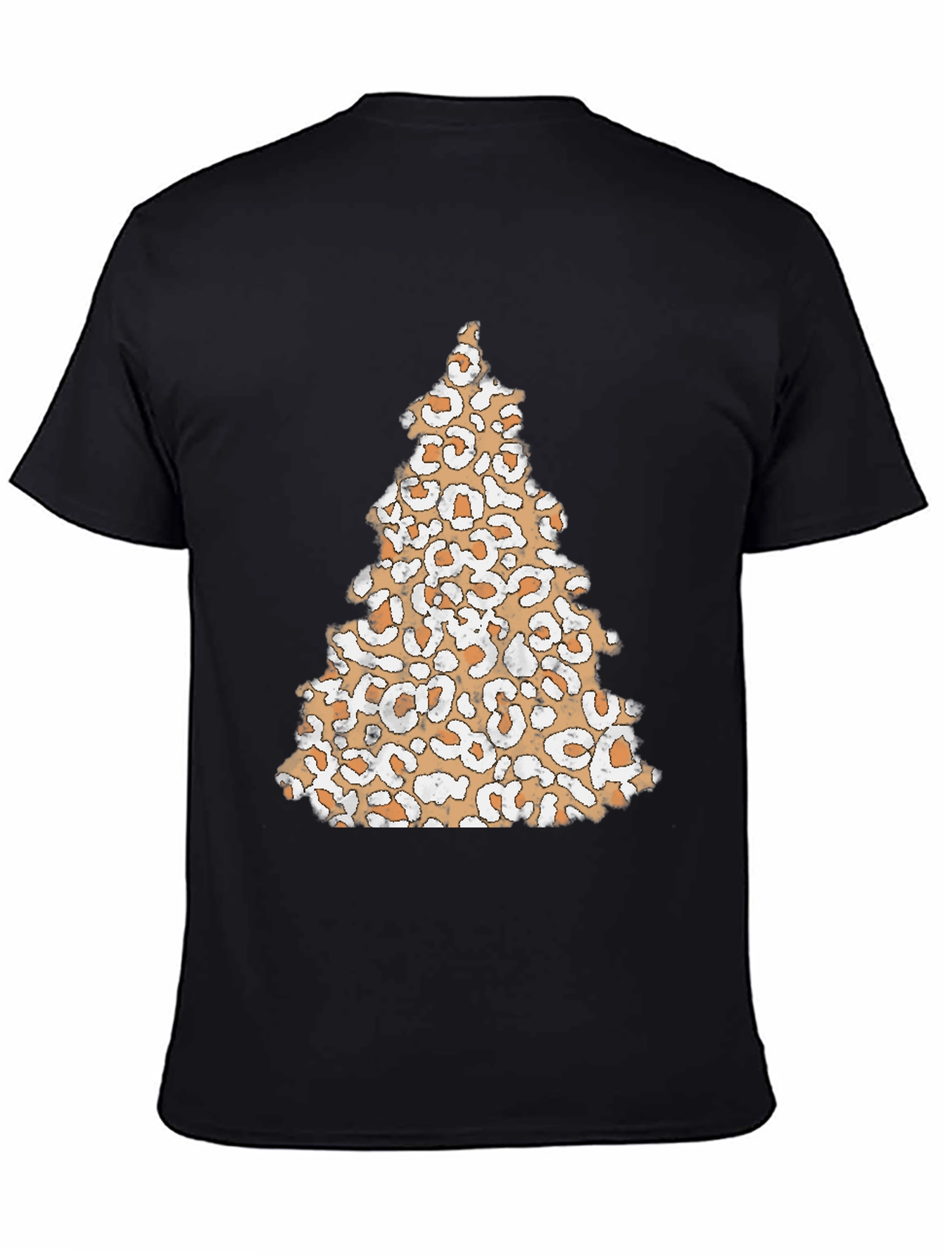 Camiseta Negra con Árbol Navideño de Leopardo