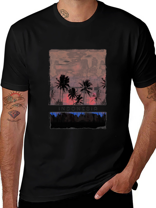 Camiseta Hombre Negra Indonesia - Estilo Verano