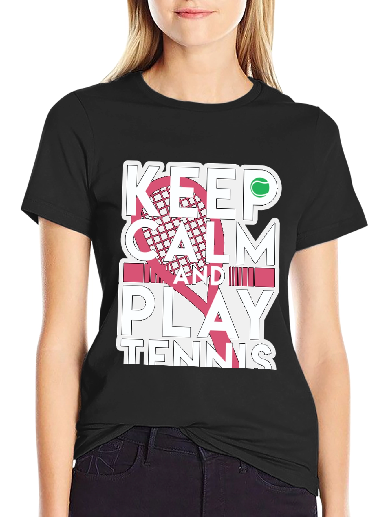 Camiseta Negra Keep Calm and Play Tennis