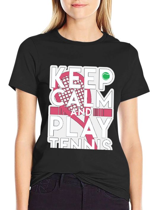 Camiseta Negra Keep Calm and Play Tennis